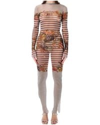 Jean Paul Gaultier - Mariniere Mesh Long Dress - Lyst