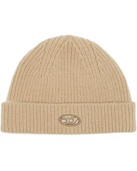 DIESEL - Logo-Plaque Ribbed Beanie - Lyst