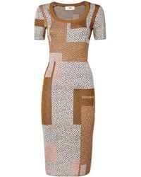 Fendi - Peppered Falena Motif Square-Neck Midi Dress - Lyst