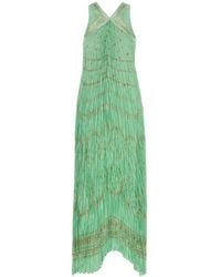 Alberta Ferretti - Pleated Embellished Dress - Lyst