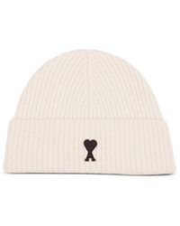 Ami Paris - Ami Ami De Coeur Ribbed Beanie Hat - Lyst