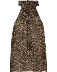 Nili Lotan - Alla Tie-Neck Leopard-Print Metallic Silk-Crepon Halterneck Top - Lyst