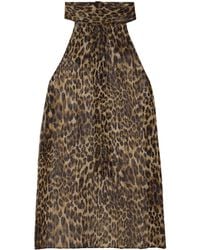 Nili Lotan - Alla Tie-Neck Leopard-Print Metallic Silk-Crepon Halterneck Top - Lyst