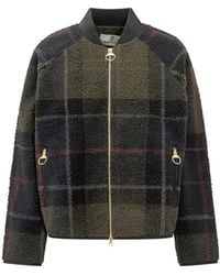 Barbour - Plaid Fleece Bomber Jacket - Lyst