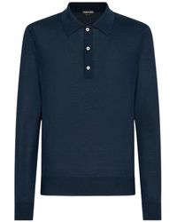 Tom Ford - Long-Sleeve Knit Polo Top - Lyst