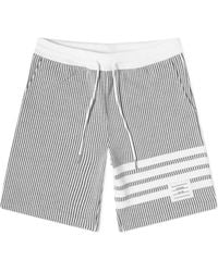 Thom Browne - 4-Bar Striped Seersucker Drawstring Shorts - Lyst