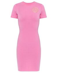 Versace Jeans Couture - Couture Logo Printed Crewneck Dress - Lyst
