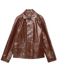 Prada - Vintage-Look Leather Blouson Jacket - Lyst
