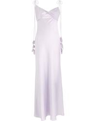 Self-Portrait - Floral-Embellished Satin Maxi Slip Dress - Lyst