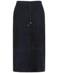 Max Mara - Studio Gazza Leather Midi Skirt - Lyst