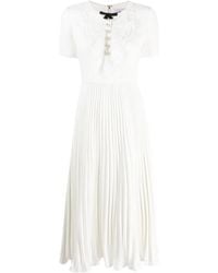 Self-Portrait - Lace-Collar Pleated Midi Dress - Lyst