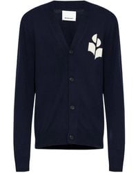 Isabel Marant - Elvin Logo Intarsia-Knit V-Neck Cardigan - Lyst