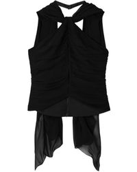 Posse - Solene Scarf-Detailed Ruched Chiffon Halterneck Top - Lyst