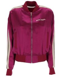 Palm Angels - Striped Zipped Bomber Jacket - Lyst