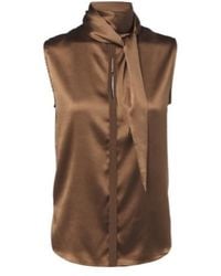 Dorothee Schumacher - Sense Of Shine Tie-Neck Silk-Blend Satin Top - Lyst