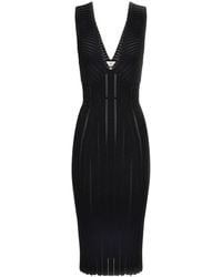 Elisabetta Franchi - Pointelle V-Neck Knitted Dress - Lyst