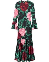 La DoubleJ - Alba Floral Ruffled Midi Dress - Lyst