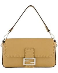 Fendi - Ff Plaque Foldover-Top Shoulder Bag - Lyst