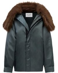 Alaïa - Alaïa Fur-Embellished Maxi Bomber Jacket - Lyst