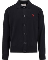 Ami Paris - Ami De Coeur Knitted Cardigan - Lyst