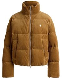 Polo Ralph Lauren - Logo Embroidered Corduroy Puffer Jacket - Lyst