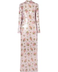 Brandon Maxwell - Floral Sequin Long Dress - Lyst