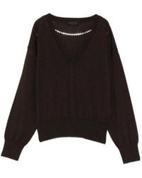 Liu Jo - Crystal-Embellished V-Neck Sweater - Lyst