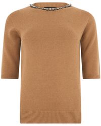Fabiana Filippi - Embellished Short-Sleeve Knitted Top - Lyst