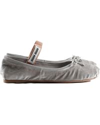 Miu Miu - Logo-Strap Ballet Flats - Lyst