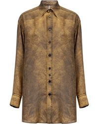 MM6 by Maison Margiela - Cut-Out Detailed Tie-Dye Shirt - Lyst
