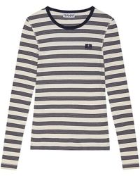 Ganni - Organic Cotton Striped T-Shirt - Lyst