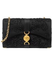 Versace - Kleio Embroidered Satin Mini Crossbody Bag - Lyst