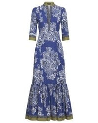 Etro - Floral Printed V-Neck Maxi Dress - Lyst