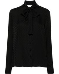 Palm Angels - Monogram Jacquard Pussy-Bow Detailed Blouse - Lyst