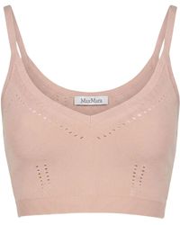 Max Mara - Sleeveless V-Neck Cropped Knit Top - Lyst