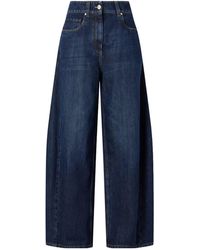 Brunello Cucinelli - Logo Patch Wide Leg Pants - Lyst