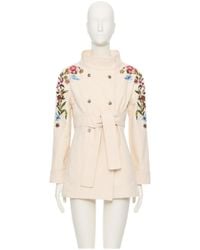 Valentino - Floral Embroidered Double-Breasted Denim Jacket - Lyst