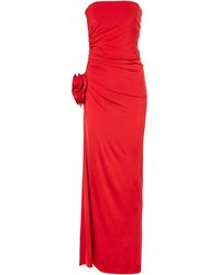 Magda Butrym - Floral-Appliqué Ruched Jersey Maxi Dress - Lyst