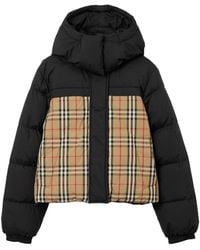 Burberry - Checked Down Coat - Lyst