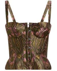 Etro - Jacquard Corset Top With Floral Medallion Motif - Lyst