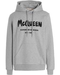 McQueen - Logo Print Drawstring Hoodie - Lyst