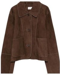P.A.R.O.S.H. - Minuetto Contrast-Stitching Suede Jacket - Lyst