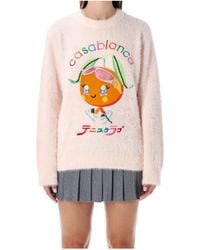 CASABLANCA - Logo-Embroidered Brushed Jumper - Lyst