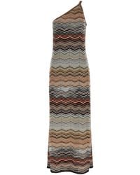 Missoni - Chevron Pattern Long One-Shoulder Dress - Lyst