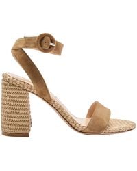Gianvito Rossi - Luana 90 Raffia And Suede Sandals - Lyst