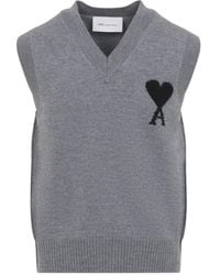 Ami Paris - Ami Ami De Coeur V-Neck Knitted Vest - Lyst