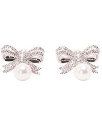 Self-Portrait - Embellished Bow Droplet Earrings - Lyst