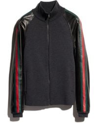 Gucci - Fine Rib Wool Zip Jacket With Web - Lyst