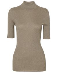 Brunello Cucinelli - Metallic Ribbed Pullover - Lyst