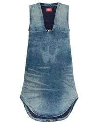 DIESEL - De-Laris Sleeveless V-Neck Denim Mini Dress - Lyst